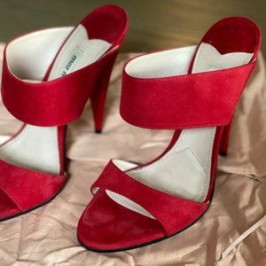 Miu Miu Calzature Donna Double-band Suede Heels
